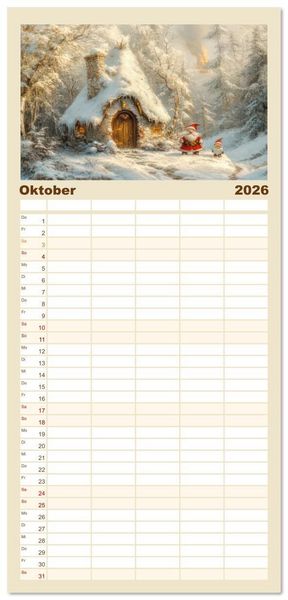 Produktbild: Familienplaner 2026 - Vertr&auml;umte Begegnungen - Kinderkalender mit 5 Spalten (Wandkalender, 21 x 45 cm) CALVENDO