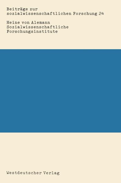 Produktbild: Sozialwissenschaftliche Forschungsinstitute