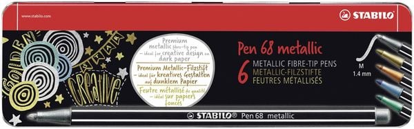 STABILO Filzstift Premium Metallic-Filzstift Pen 68 metallic, 6er Metalletui