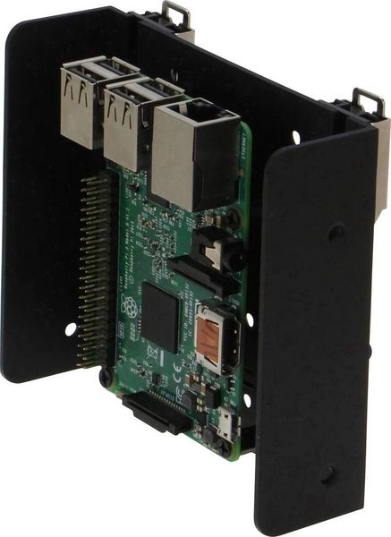 Produktbild: Renkforce DIN-Rail-Halterung Passend f&uuml;r (Entwicklungskits): Raspberry Pi&reg;, Arduino, Banana Pi zur Hutschienenmontage Schwarz