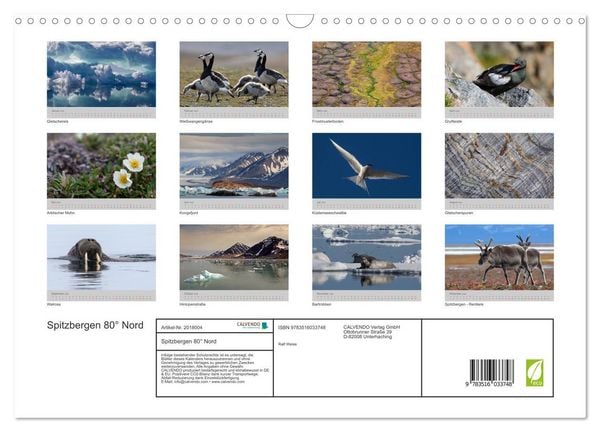 Produktbild: Spitzbergen 80&deg; Nord (Wandkalender 2026 DIN A3 quer), CALVENDO Monatskalender
