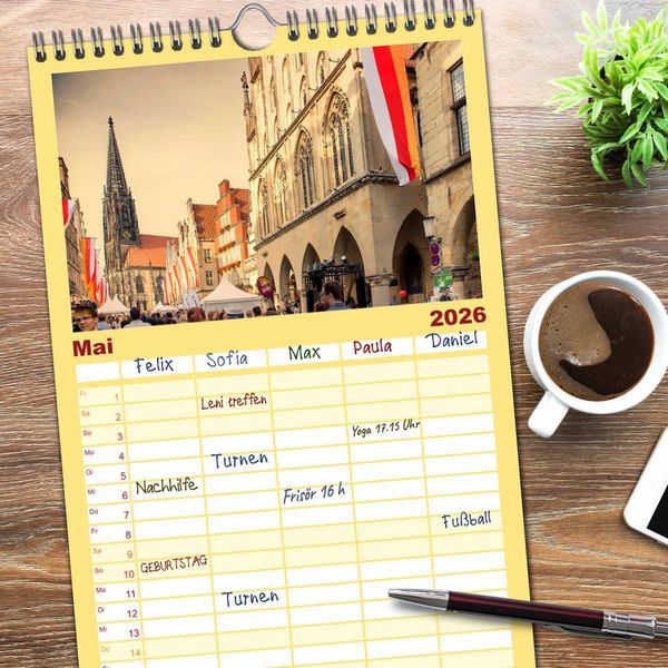 Produktbild: Familienplaner 2026 - Abenteuer M&uuml;nster - Echt jovel! mit 5 Spalten (Wandkalender, 21 x 45 cm) CALVENDO