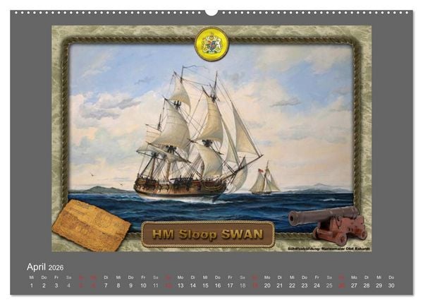 Produktbild: 500 Jahre unter Segeln - von der GOLDEN HIND zur KERSHONES (hochwertiger Premium Wandkalender 2026 DIN A2 quer), Kunstdruck in Hochglanz