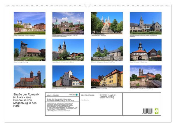 Produktbild: Stra&szlig;e der Romanik im Harz - eine Rundreise von Magdeburg in den Harz (Wandkalender 2026 DIN A2 quer), CALVENDO Monatskalender
