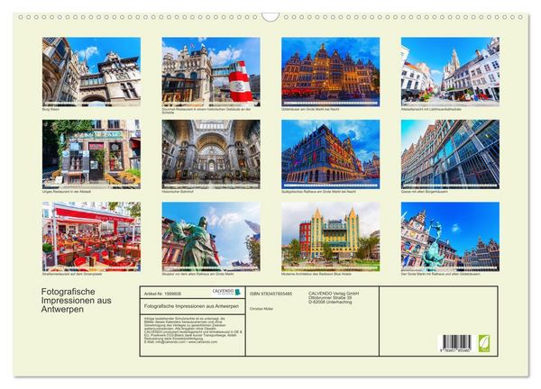 Produktbild: Fotografische Impressionen aus Antwerpen (Wandkalender 2026 DIN A2 quer), CALVENDO Monatskalender