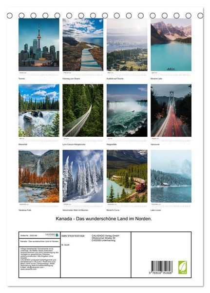 Produktbild: Kanada - Das wundersch&ouml;ne Land im Norden. (Tischkalender 2026 DIN A5 hoch), CALVENDO Monatskalender