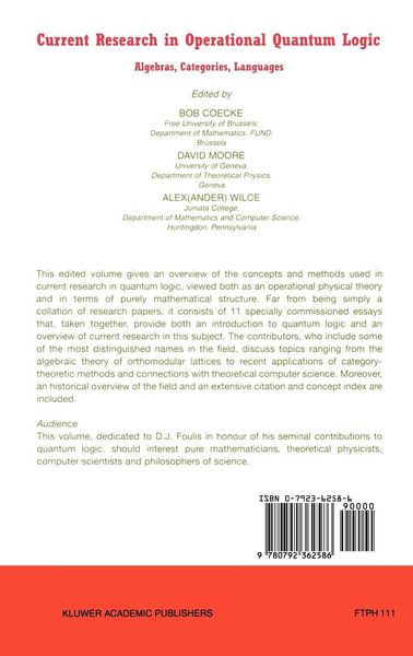 Produktbild: Current Research in Operational Quantum Logic
