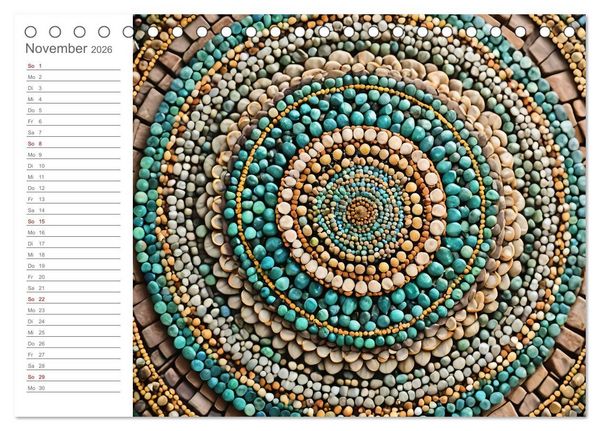 Produktbild: Natural Mandalas - Kraftvolle KI Mandalas aus Naturmaterialien (Tischkalender 2026 DIN A5 quer), CALVENDO Monatskalender