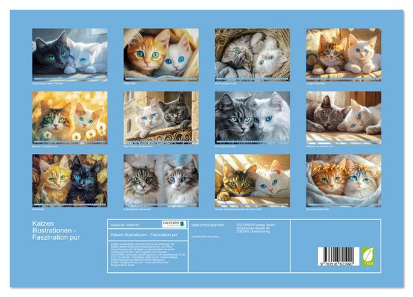 Produktbild: Katzen Illustrationen - Faszination pur (Wandkalender 2026 DIN A3 quer), CALVENDO Monatskalender