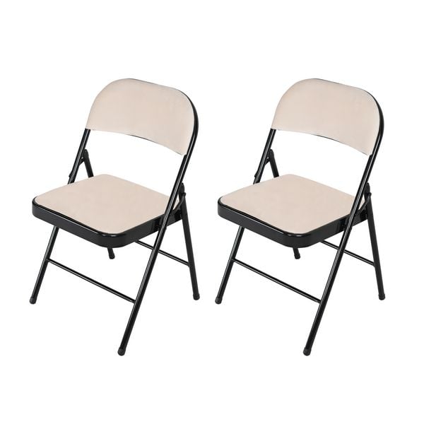 Produktbild: HTI-Living Klappstuhl Wedigo Velvet Beige 2er Set Klappstuhl Wedigo Velvet Beige 2er Set