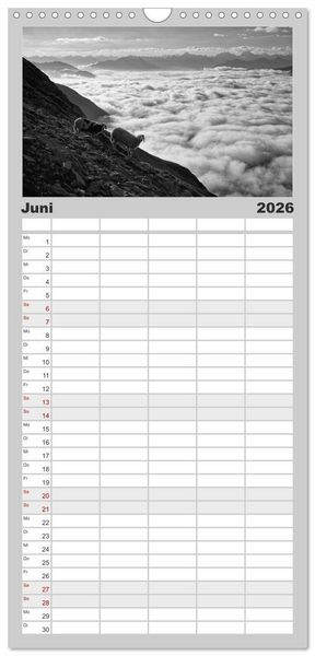 Produktbild: Familienplaner 2026 - Bergsucht 2026 mit 5 Spalten (Wandkalender, 21 x 45 cm) CALVENDO