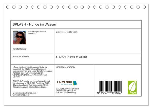 Produktbild: SPLASH - Hunde im Wasser (Tischkalender 2026 DIN A5 quer), CALVENDO Monatskalender