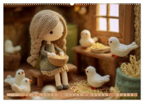Produktbild: Amigurumi M&auml;rchenstunde nach den Gebr&uuml;dern Grimm (Wandkalender 2026 DIN A2 quer), CALVENDO Monatskalender