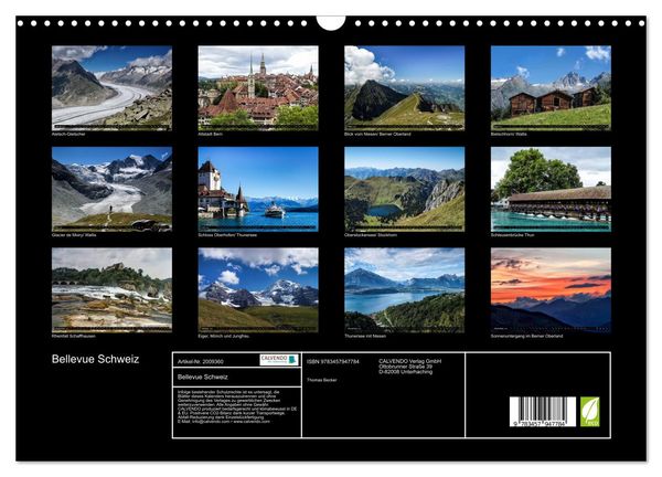 Produktbild: Bellevue Schweiz (Wandkalender 2026 DIN A3 quer), CALVENDO Monatskalender