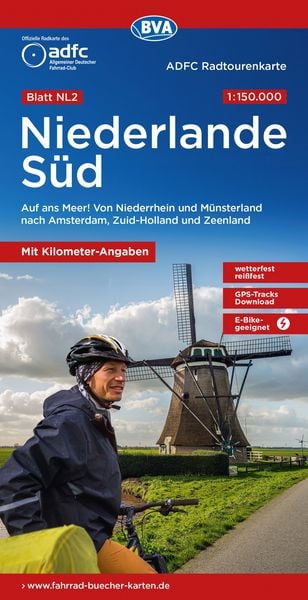 BVA ADFC Radtourenkarte Niederlande Süd, mit Knotenpunkten 1:150.000, Sonstige von , Kompass-Karten, 978-3-96990-261-5