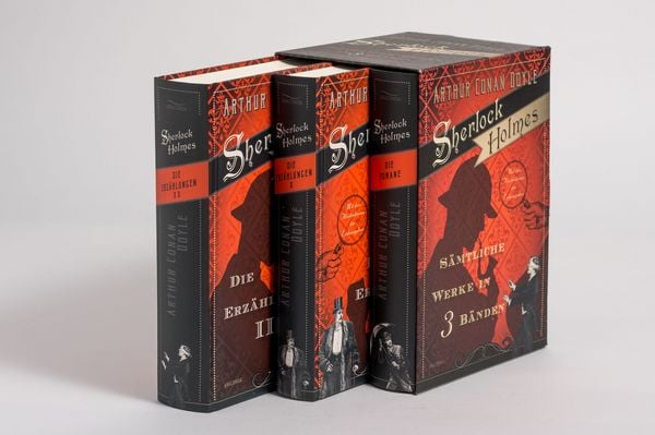 Produktbild: Sherlock Holmes - S&auml;mtliche Werke in 3 B&auml;nden (Die Erz&auml;hlungen I, Die Erz&auml;hlungen II, Die Romane) (3 B&auml;nde im Schuber)