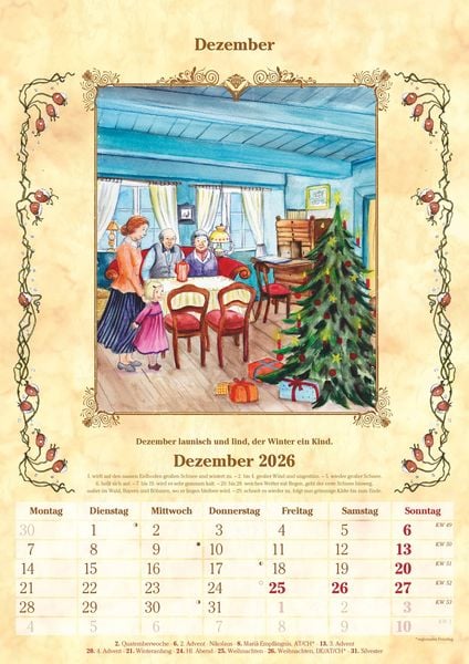 Produktbild: Bauernkalender 2025 - Bildkalender A3 (29,7x42 cm) - mit Feiertagen (DE/AT/CH) und Platz für Notizen - inkl. Bauernregeln - Wandkalender