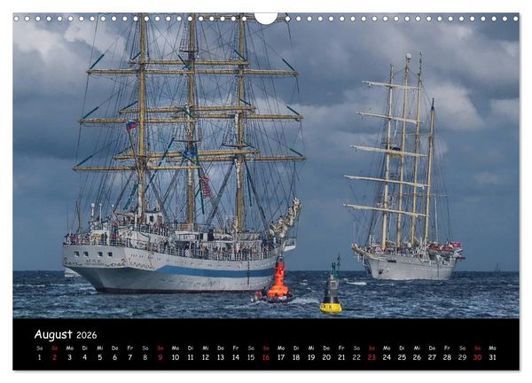 Produktbild: Windjammer vor Warnem&uuml;nde (Wandkalender 2026 DIN A3 quer), CALVENDO Monatskalender