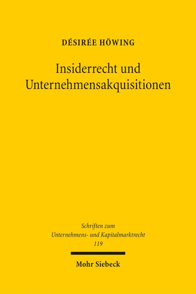 Produktbild: Insiderrecht und Unternehmensakquisitionen