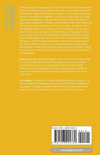 Produktbild: Teaching Shakespeare and Early Modern Dramatists