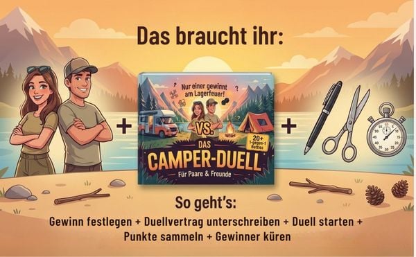 Produktbild: Das Camper-Duell f&uuml;r Paare & Freunde: Nur einer gewinnt am Lagerfeuer! &Uuml;ber 20 1-gegen-1 Battles