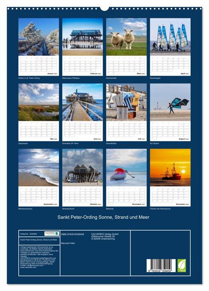 Produktbild: Sankt Peter-Ording Sonne, Strand und Meer (hochwertiger Premium Wandkalender 2026 DIN A2 hoch), Kunstdruck in Hochglanz