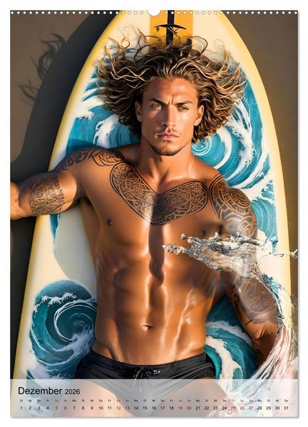 Produktbild: Surferboys - coole Jungs unter hei&szlig;er Sonne (hochwertiger Premium Wandkalender 2026 DIN A2 hoch), Kunstdruck in Hochglanz