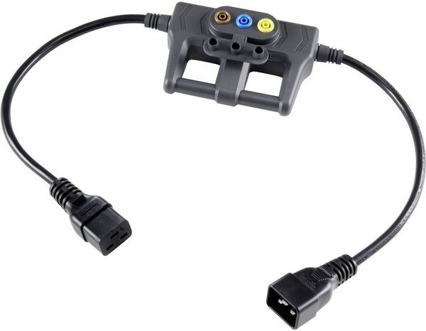 Produktbild: VOLTCRAFT CAA-1L 16 Messadapter Kaltger&auml;te-Stecker C20 - Kaltger&auml;te-Buchse C19 Dunkelgrau