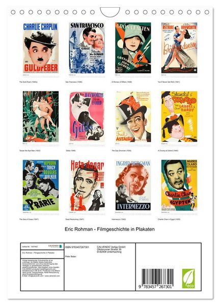 Produktbild: Eric Rohman - Filmgeschichte in Plakaten (Wandkalender 2026 DIN A4 hoch), CALVENDO Monatskalender