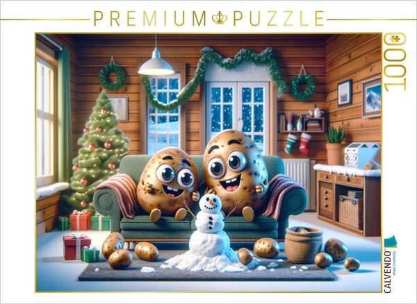 CALVENDO Puzzle Winterwunderland daheim: Kartoffelige Schneefreuden | 1000 Teile Lege-Größe 64x48cm Foto-Puzzle für glückliche Stunden