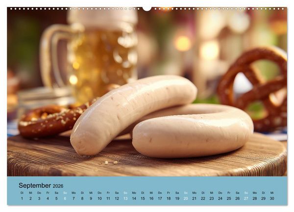 Produktbild: Bayrische Wei&szlig;wurst - Traditioneller K&uuml;chenkalender f&uuml;r Genie&szlig;er (Wandkalender 2026 DIN A2 quer), CALVENDO Monatskalender