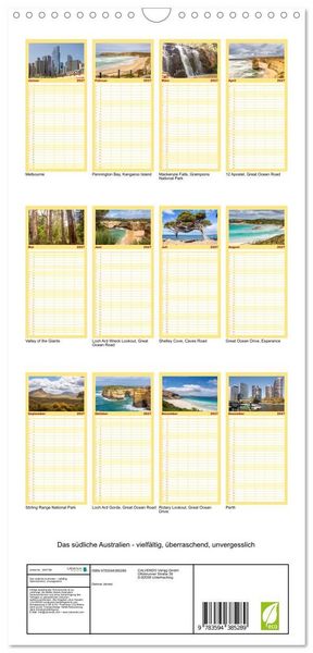 Produktbild: Familienplaner 2027 - Das s&uuml;dliche Australien - vielf&auml;ltig, &uuml;berraschend, unvergesslich mit 5 Spalten (Wandkalender, 21 x 45 cm) CALVENDO