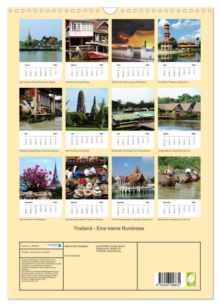 Produktbild: Thailand - Eine kleine Rundreise (Wandkalender 2026 DIN A3 hoch), CALVENDO Monatskalender
