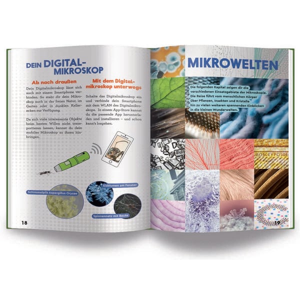 Produktbild: FRANZIS 67184 - GEOLINO Digitales Mikroskop, das gro&szlig;e Entdecker-Set mit Experimentierideen f&uuml;r drinnen und drau&szlig;en f&uuml;r Kinder ab 8 Jahren, inkl. 96-seitigem Begleitbuch