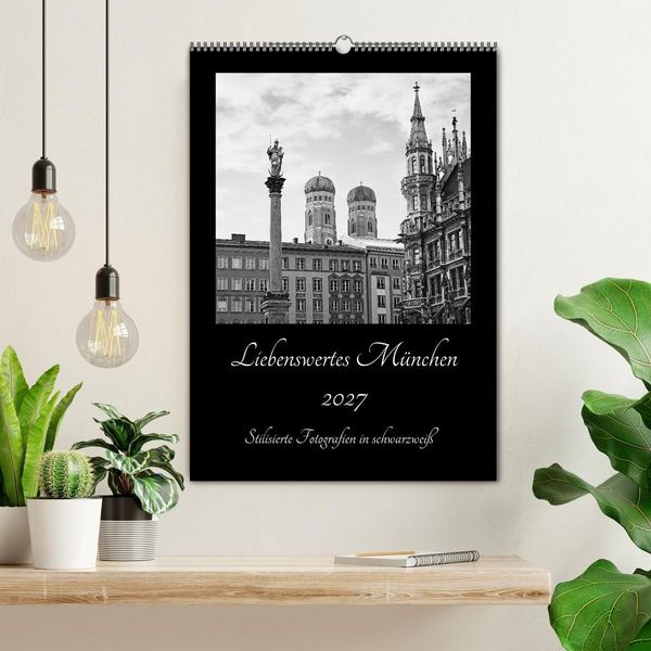 Produktbild: Liebenswertes M&uuml;nchen 2027 - Stilisierte Fotografien in schwarzwei&szlig; (Wandkalender 2027 DIN A2 hoch), CALVENDO Monatskalender