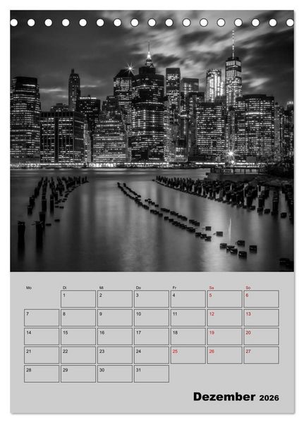 Produktbild: NEW YORK CITY Monochrome Stadtansichten (Tischkalender 2026 DIN A5 hoch), CALVENDO Monatskalender