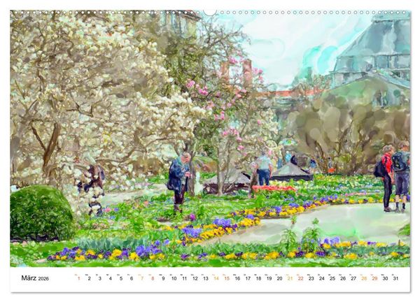 Produktbild: M&uuml;nchen - Bayerns Landeshauptstadt in Aquarellfarben (Wandkalender 2026 DIN A2 quer), CALVENDO Monatskalender