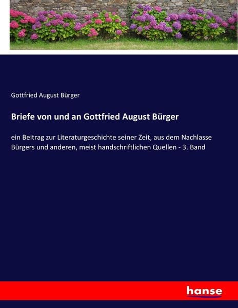 Briefe von und an Gottfried August Bürger, Taschenbuch von Gottfried August Bürger, Hansebooks, 9783743639447