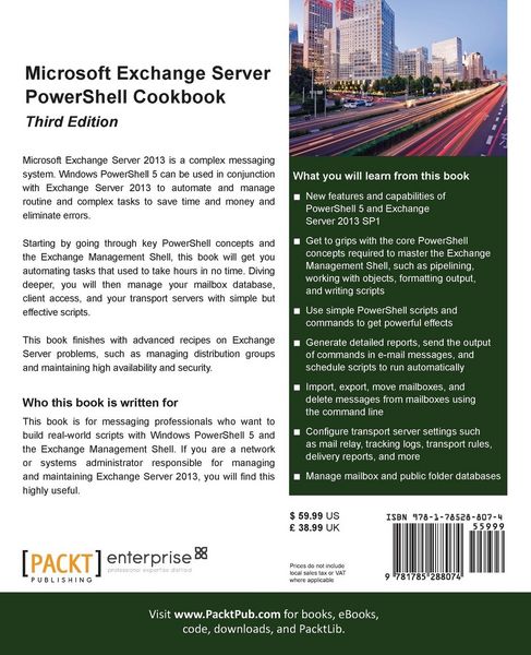 Produktbild: Microsoft Exchange Server PowerShell Cookbook - Third Edition