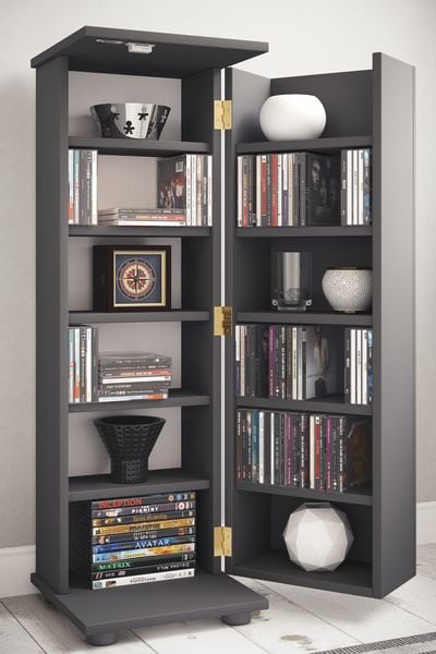 Produktbild: Holz Schrank CD DVD Regal abschlie&szlig;bar Engalo L