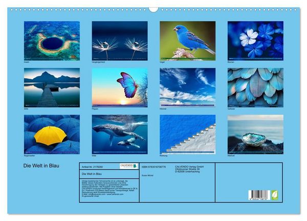 Produktbild: Die Welt in Blau (Wandkalender 2026 DIN A2 quer), CALVENDO Monatskalender