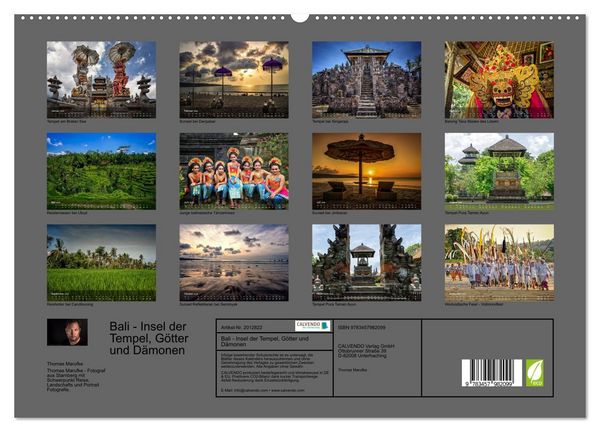 Produktbild: Bali - Insel der Tempel, G&ouml;tter und D&auml;monen (hochwertiger Premium Wandkalender 2026 DIN A2 quer), Kunstdruck in Hochglanz
