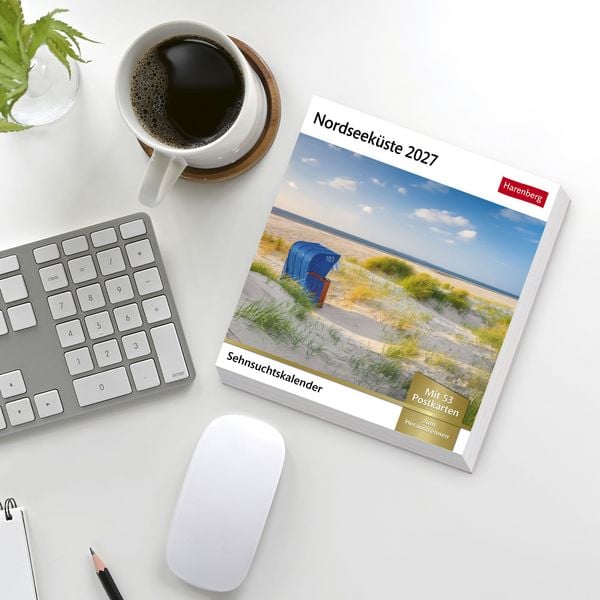 Produktbild: Nordseek&uuml;ste Sehnsuchtskalender 2027 - Wochenkalender mit 53 Postkarten