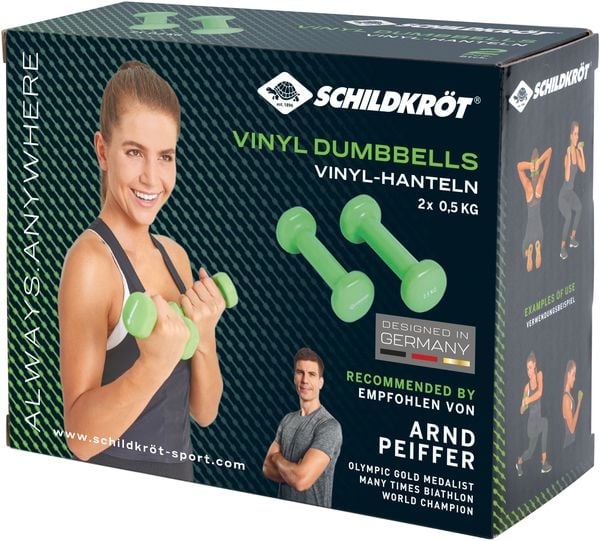VINYL HANTEL Set, 2x 0,5kg (green), in 4C-Box,