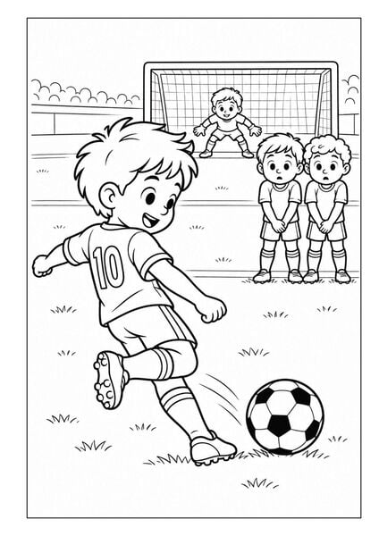 Produktbild: Kleine Kicker ganz gro&szlig;! &ndash; Fu&szlig;ball Malbuch ab 4 Jahren f&uuml;r Jungs mit 50 Ausmalbildern