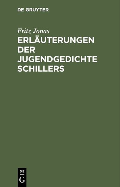 Produktbild: Erl&auml;uterungen der Jugendgedichte Schillers