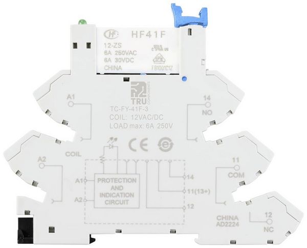 Produktbild: TRU COMPONENTS TC-FY-41F-3 12V Industrierelais Nennspannung: 12 V/DC, 12 V/AC Schaltstrom (max.): 6 A 1 &Ouml;ffner, 1 Schlie&szlig;er 1 St.