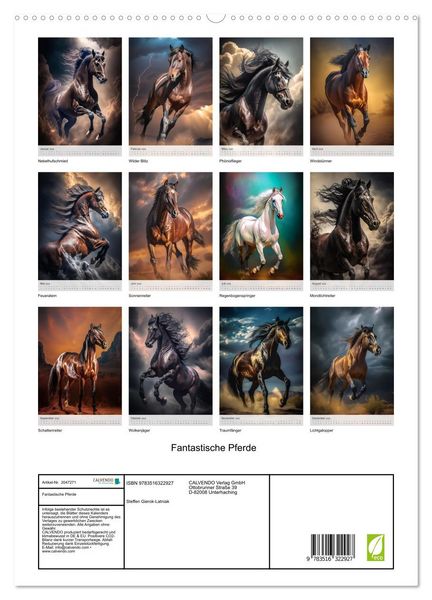 Produktbild: Fantastische Pferde (hochwertiger Premium Wandkalender 2026 DIN A2 hoch), Kunstdruck in Hochglanz