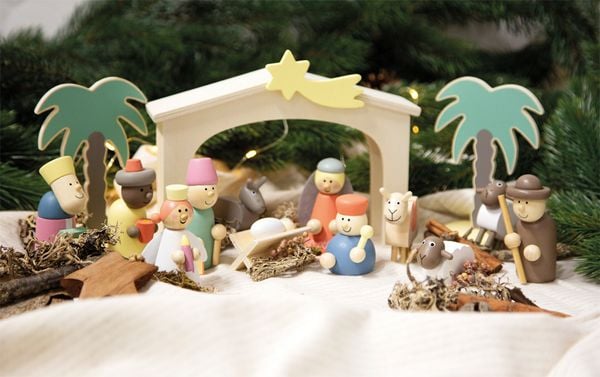 Produktbild: Spielset Holzkrippe Weihnachtsgeschichte