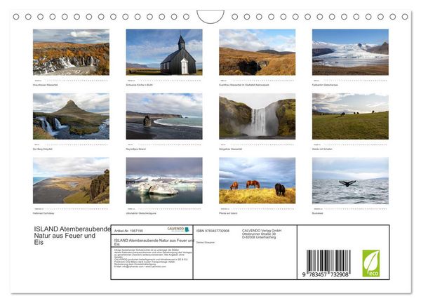 Produktbild: ISLAND Atemberaubende Natur aus Feuer und Eis (Wandkalender 2026 DIN A4 quer), CALVENDO Monatskalender